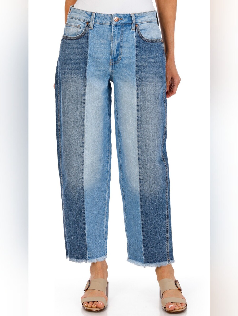 NWT "Rachel Rachel Roy" Two- Toned Barrel Jeans Woman's Size 4/27, 6/28 or 14/32